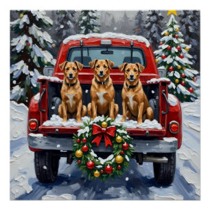 Biewer Terrier Weihnachten Rotes Lastwagen Ferien Poster