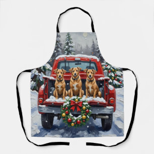 Biewer Terrier Weihnachten Rotes Lastwagen Ferien Schürze