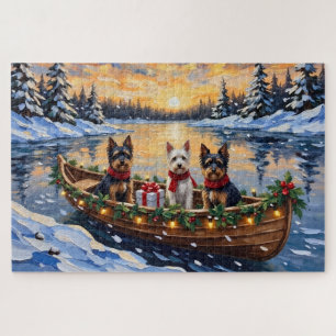 Biewer Terrier Weihnachtsboot-Feiertag Puzzle