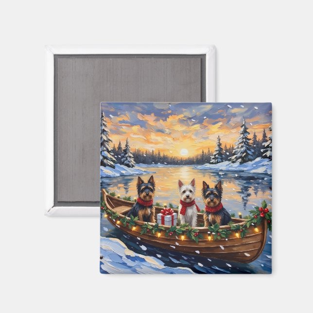 Biewer Terrier Weihnachtsboot Urlaub Magnet (Vorderseite/Rückseite)