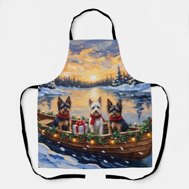 Biewer Terrier Weihnachtsboot Urlaub Schürze (Vorderseite)