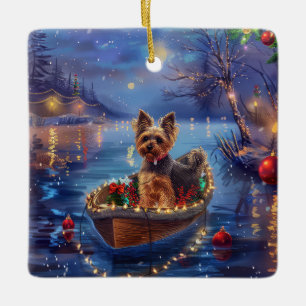 Biewer Terrier Weihnachtsfeiertage Keramikornament