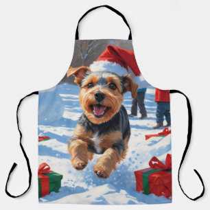 Biewer Terrier Weihnachtsfest Schnee Szene Schürze