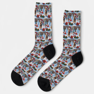 Biewer Terrier Weihnachtsfest Schnee Szene Socken