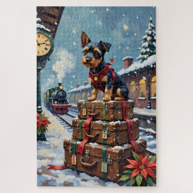 Biewer Terrier Weihnachtsurlaub Puzzle (Vertikal)