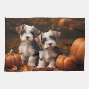 Biewer Terrier Welpe Herbstfreude Kürbis  Geschirrtuch