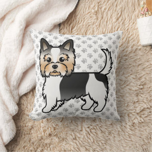 Biewer Terrier Yorkie Süßer Cartoon-Hund & Pfoten Kissen