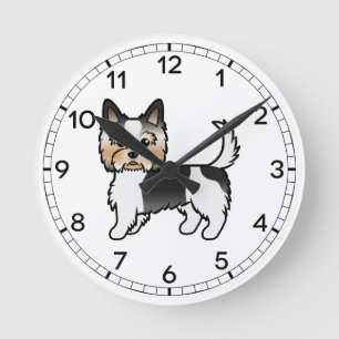 Biewer Terrier Yorkie Süßer Cartoon-Hund Runde Wanduhr