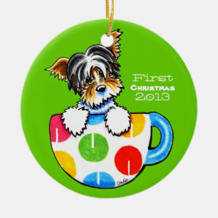 Biewer Yorkie erster Weihnachtsbrauch Keramik Ornament