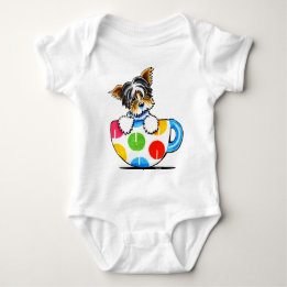 Biewer Yorkie Polka Dot Cup Baby Strampler