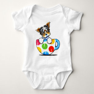 Biewer Yorkie Polka Dot Cup Baby Strampler