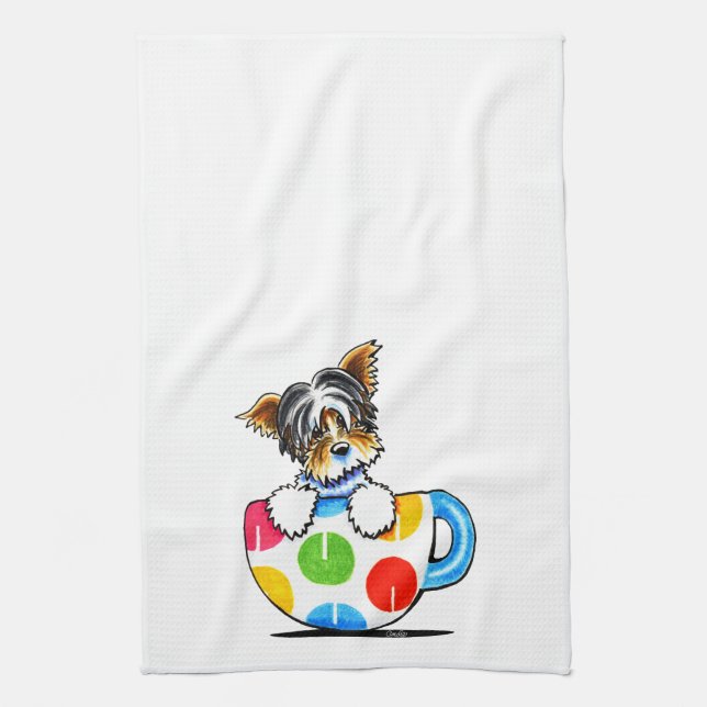 Biewer Yorkie Polka Dot Cup Küchentuch (Vertikal)