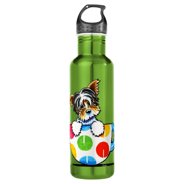 Biewer Yorkie Polka Dot Cup Trinkflasche (Vorderseite)