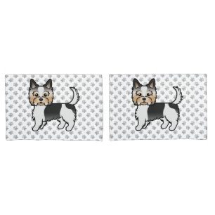 Biewer Yorkshire Terrier Cartoon Hund & Pfoten Kissenbezug