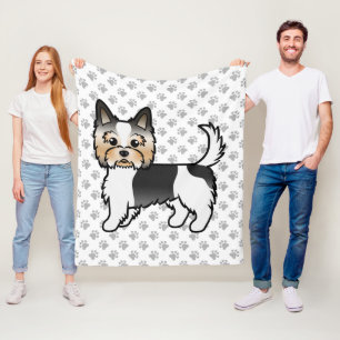 Biewer Yorkshire Terrier Süßer Cartoon-Hund & Pfot Fleecedecke