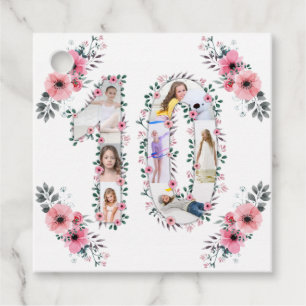 Big 10. Geburtstag Girl Foto Collage Pink Blume Geschenkanhänger