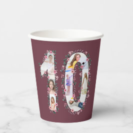 Big 10. Geburtstag Girl Foto Collage Pink Blume Pappbecher
