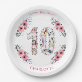 Big 10. Geburtstag Girl Foto Collage Pink Blume Pappteller