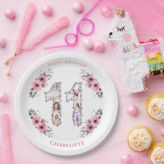 Big 11. Geburtstag Girl Foto Collage Pink Blume Pappteller