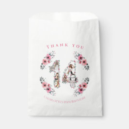 Big 14. Girl Geburtstag Foto Collage Pink Blume Geschenktütchen