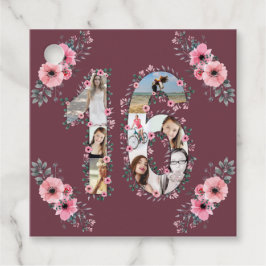 Big 16. Girl Geburtstag Foto Collage Pink Blume Geschenkanhänger