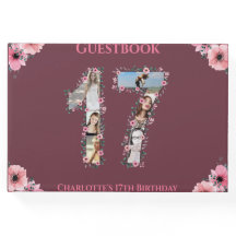 Big 17. Geburtstag Foto Collage Flower Girl Pink