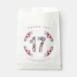 Big 17. Girl Geburtstag Foto Collage Pink Blume Geschenktütchen