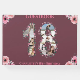Big 18. Geburtstag Foto Collage Flower Girl Pink Gästebuch