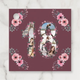 Big 18. Girl Geburtstag Foto Collage Pink Blume Geschenkanhänger