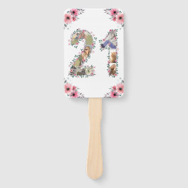 Big 21. Geburtstag FotoCollage Pink Blume Weiß Fächer