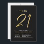Big 21 | Gold & Black 21. Geburtstag Party Einladung<br><div class="desc">Feiern Sie Ihren besonderen Tag mit dieser stilvollen Party Einladung zum 21. Geburtstag. Dieses Design verfügt über ein Pinselskript "The Big 21" mit einem sauberen Layout in einer Schwarz-Gold Farbkombination. Weitere Designs und Party-Zubehör sind in meinem Shop BaraBomDesign erhältlich.</div>