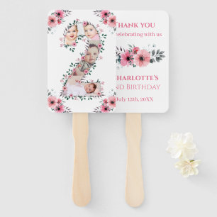 Big 2. Geburtstag Girl Foto Collage Pink Blume Fächer