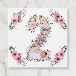 Big 2. Geburtstag Girl Foto Collage Pink Blume Geschenkanhänger
