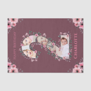Big 2. Geburtstag Girl Foto Collage Pink Blume Seidenpapier