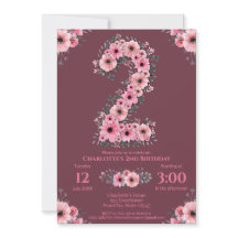 Big 2. Geburtstag Pink Blume Girl Green Folies