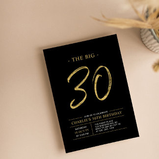 Big 30 | 30. Geburtstags-Party in Gold und Schwarz Einladung