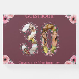 Big 30. Geburtstag Foto Collage Blume Frau Gästebuch