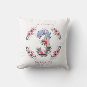 Big 3. Geburtstag Girl Foto Collage Pink Blume Kissen