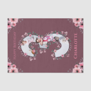 Big 3. Geburtstag Girl Foto Collage Pink Blume Seidenpapier