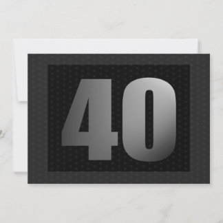 Big 40 mit Dots Einladung, Schwarz und Grau Einladung
