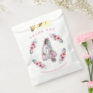 Big 4th Birthday Girl Foto Collage Pink Blume Geschenktütchen