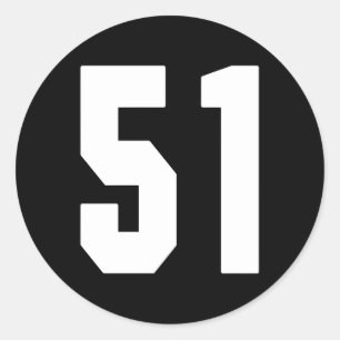 Big 51 Jersey Nummer 51 Uniform Größter Lüfterfavo Runder Aufkleber