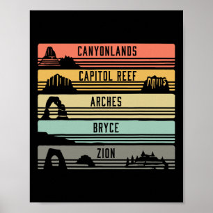 Big 5 Utah Nationalparks Shirt Wandern Poster