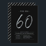 Big 60 | Silver & Black 60. Geburtstagsparty Einladung<br><div class="desc">Feiern Sie Ihren besonderen Tag mit dieser stilvollen 60. Geburtstagsfeier. Dieses Design verfügt über ein Pinselskript "The Big 60" mit einem sauberen Layout in einer Silver & Black Farbkombination. Weitere Designs und Party-Zubehör sind in meinem Shop BaraBomDesign erhältlich.</div>