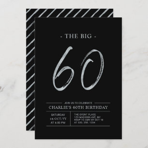 Big 60   Silver & Black 60. Geburtstagsparty Einladung
