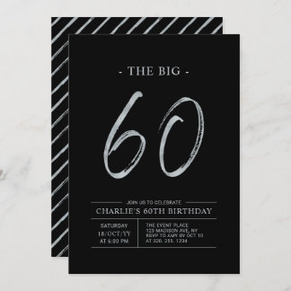 Big 60 | Silver & Black 60. Geburtstagsparty Einladung
