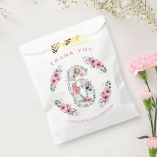 Big 6th Birthday Girl Foto Collage Pink Blume Geschenktütchen