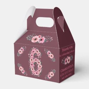 Big 6th Birthday Pink Blume Girl Green Folies Geschenkschachtel