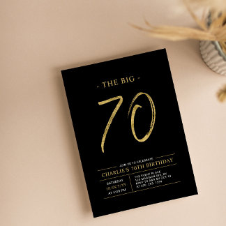 Big 70 | Gold & Black 70. Geburtstagsparty Einladung
