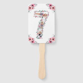 Big 7th Birthday Girl Foto Collage Pink Blume Fächer